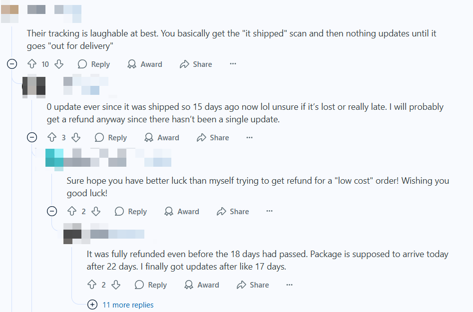 Shipping complaint