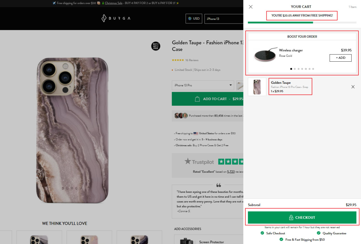shopping cart page