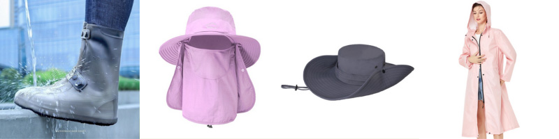 Sun protection items and rain gear
