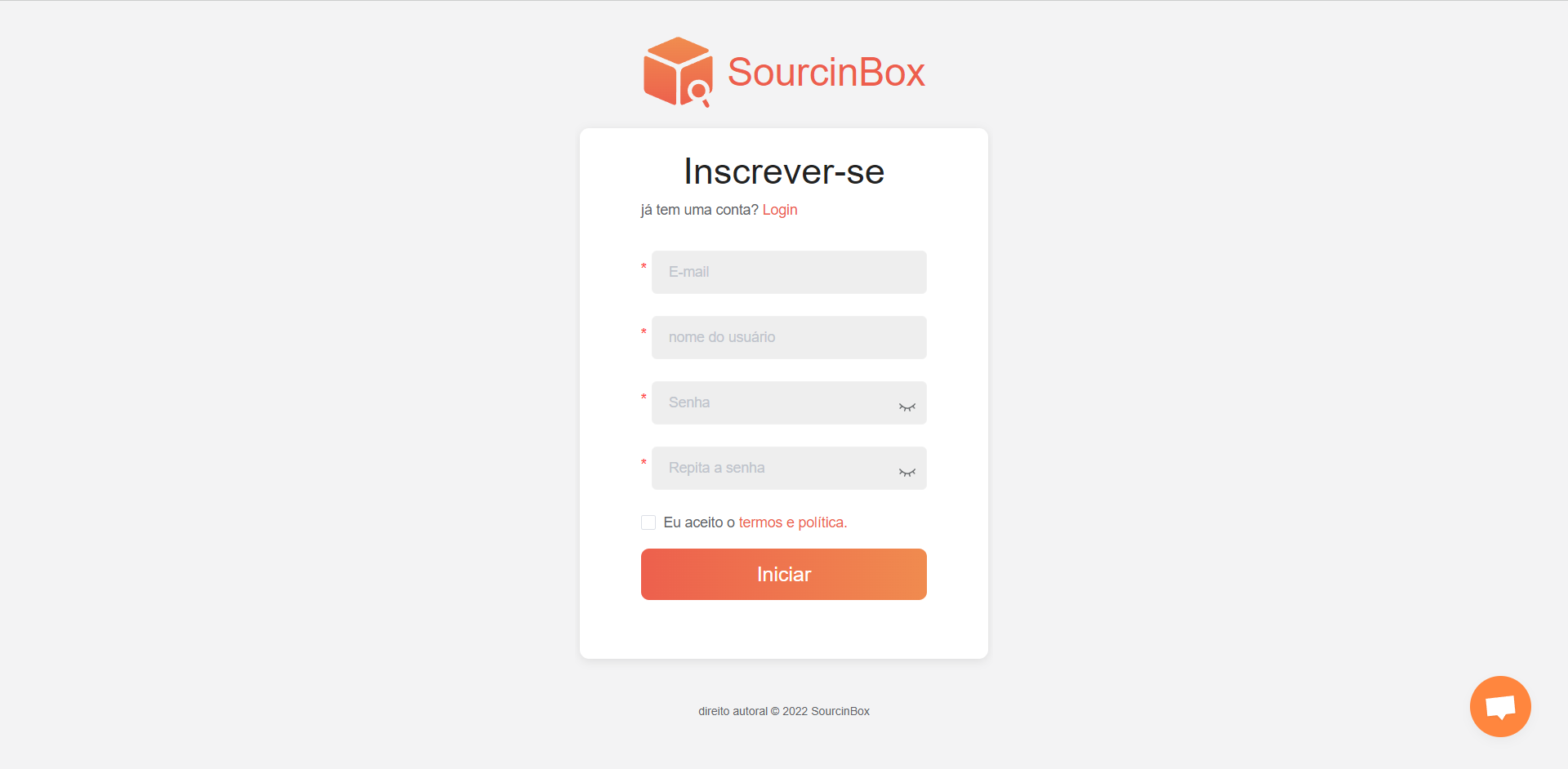 sign up for SourcinBox