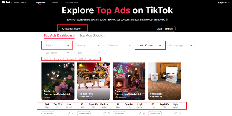 TikTok Top Ads example
