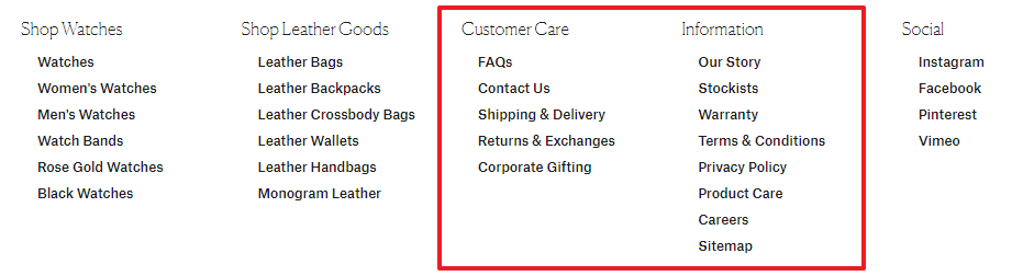 store footer