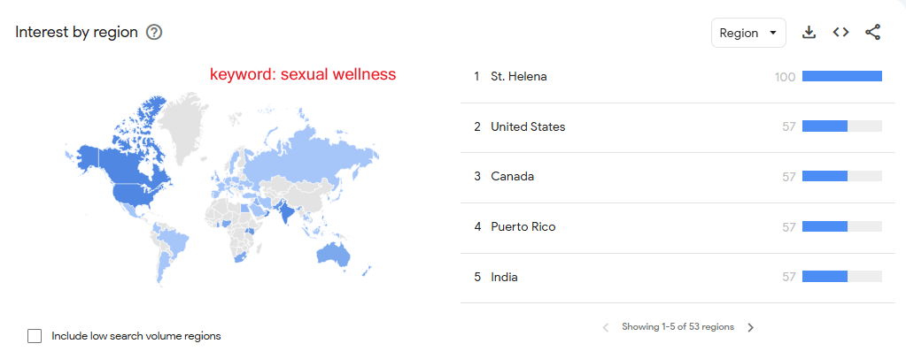 Region worldwide of search