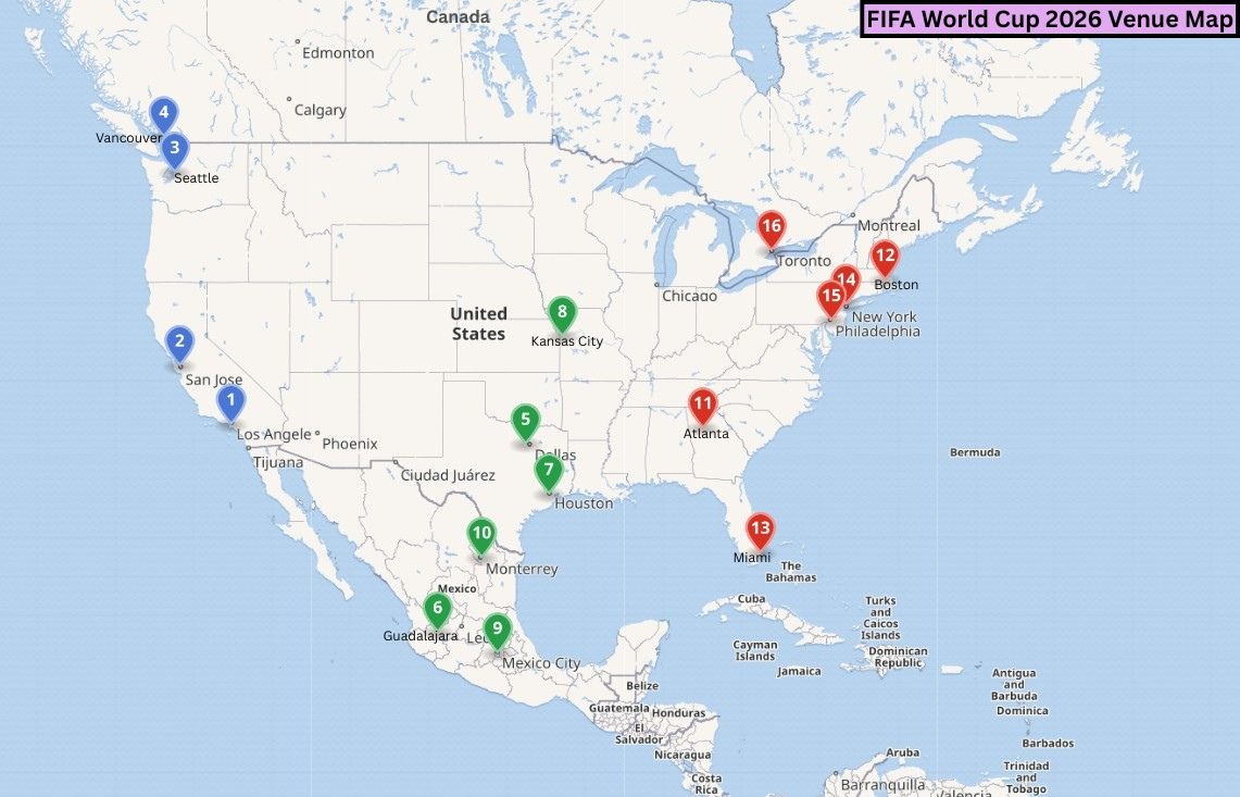 FIFA World Cup 2026 Venue Map
