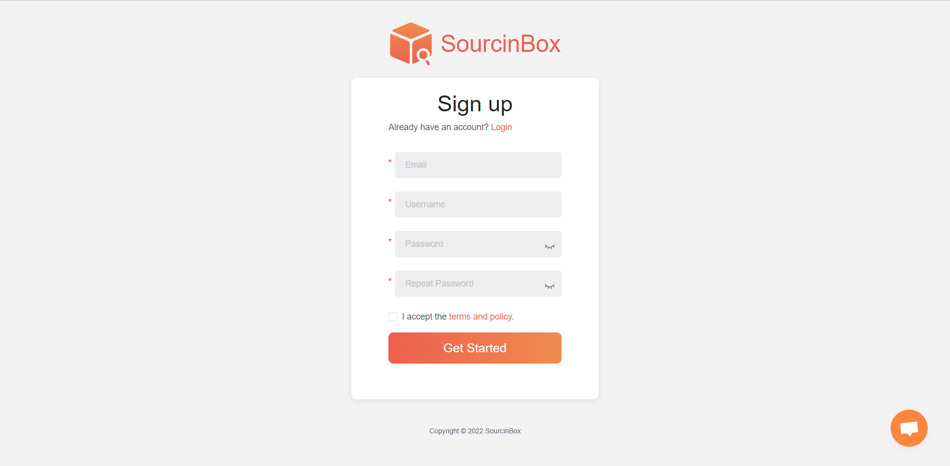 sign up for SourcinBox