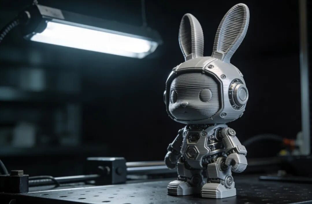 New trend in custom products: tech-style animal portrait rabbit figurine